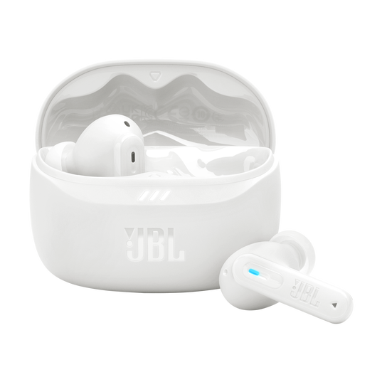 JBL Tune Beam 2 - White - True Wireless Noise Cancelling Earbuds - Hero